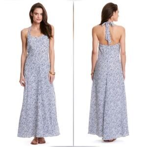 Vineyard Vines 100% Silk Halter Maxi Dress 0 Coastal Preppy Beach Vacation